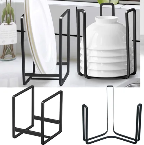 Vista 11 de Soporte para Platos y Cuencos de Vajilla Apto para Cuencos de 6.5 Pulgadas de Diámetro, Estante de Exhibición y Almacenamiento de Cuencos de Metal