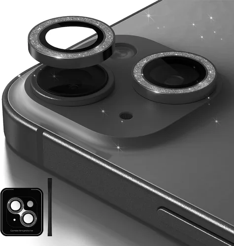 Vista 14 de Protector de lente de cámara de diseño para iPhone 14 Plus/iPhone 14 – Bandeja automática de aleación de aluminio más 9H protector de pantalla