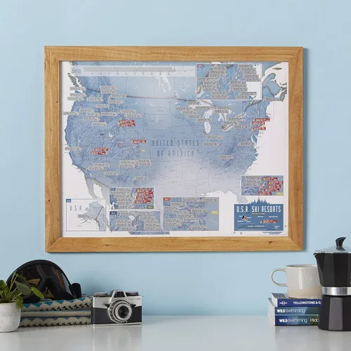 Vista 5 de Impresión para esquiar con mapa de Estados Unidos para rascar - 17 x 22 pulgadas Maps International