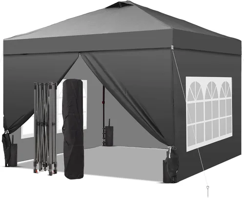 Vista 28 de GDY Tienda de campaña desplegable para exteriores de 8 x 8 pies con una configuración de empuje, kiosco de fácil instalación con 4 paredes laterales