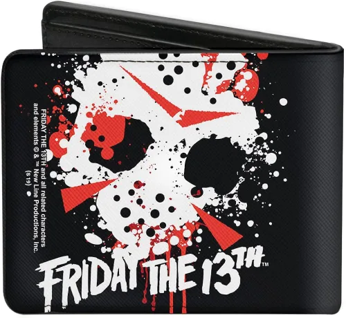 Vista 2 de Billetera Bifold PU Viernes 13 Jason Mascarilla 5 Splatter Negro Blanco Rojo