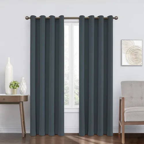 Vista 11 de Eclipse - Cortinas aislantes para oscurecimiento de ventanas con ojales para dormitorio o sala de estar redonda Azul marino