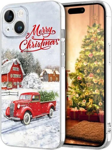 Vista 26 de Newseego Funda de Navidad para iPhone 13, Serie Linda a Prueba de Golpes Anti-Amarillo PC Duro + Parachoques TPU Cubierta Protectora para Mujeres