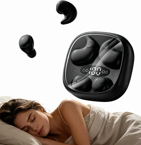 Vista 12 de Auriculares planos para dormir de lado, mini auriculares invisibles para canales auditivos pequeños, Bluetooth 5.4, batería 66H, bloqueo de ruido