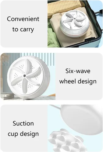 Vista 3 de MiJob Turbo Spinning Compatible para Mini Lavadora Lavadora Portátil Lavadora Ultrasónica Ropa