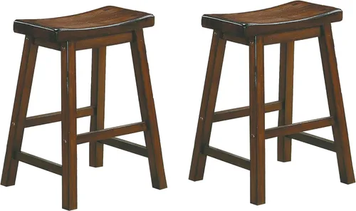 Vista 16 de Lexicon Saddleback - Juego de 2 taburetes de cocina de madera maciza, taburetes de cocina de altura para comedor, opciones de asiento de silla sin