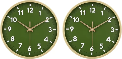 Vista 9 de HIPPIH Pack de 2 Relojes de Pared Silenciosos, de 12 Pulgadas, Sin Tictac, Digitales, de Barrido Silencioso, Decorativos, Funcionan