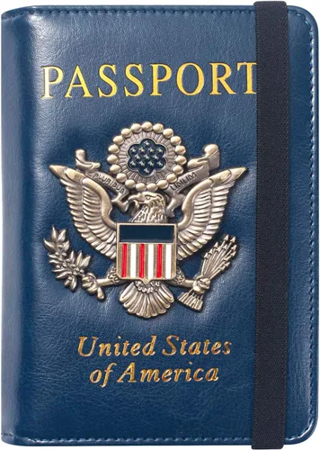 Vista 16 de Funda para pasaporte de alta calidad para viajes, con bloqueo RFID, delgada, duradera y apta para viajes, cartera para pasaporte mantiene tus