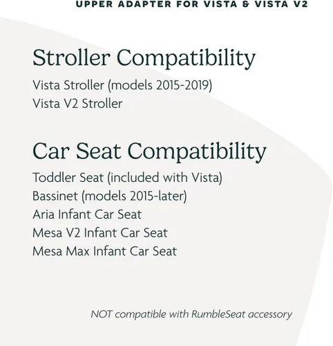 Vista 7 de UPPAbaby Adaptador superior para cochecitos Vista, Vista V2 y Vista V3, compatible con moisés, asiento para niños pequeños, Aria, Mesa V2 o Mesa