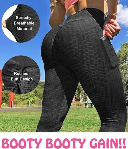 Vista 2 de Leggings de levantamiento de glúteos con bolsillos para mujer, levantamiento de glúteos, cintura alta, levantamiento de glúteos, pantalones de yoga