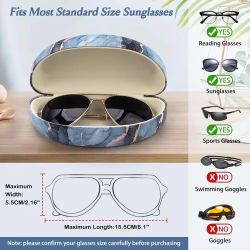 Vista 3 de Estuche rígido para gafas de sol, varios patrones de cuero para gafas de sol,Gafas con paño de limpieza