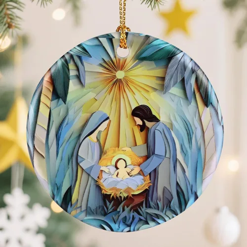 Vista 7 de Adorno de Cruz Católica, Adornos de Navidad Cristianos, Adornos de Árbol de Navidad, Decoración Religiosa de Vacaciones Regalos para Cristianos