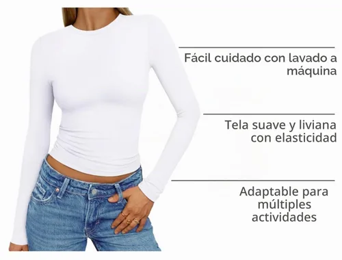 Vista 4 de AUTOMET - Camisetas ombligueras de manga larga para mujer, básicas, de compresión, para salir, otoño, ropa de moda del año 2000 Blanco