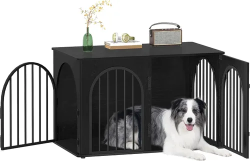 Vista 27 de Hzuaneri Jaula de Madera para Perros de 26.8'', Muebles de Jaula para Perros de Interior, Jaula para Perros Pequeños, Jaulas de Servicio Pesado