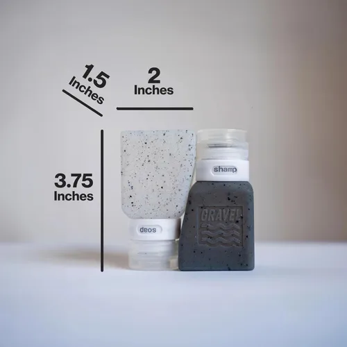 Vista 8 de Gravel Botellas de viaje de silicona para artículos de tocador, 3 onzas (paquete de 2), a prueba de fugas, sin BPA, botellas de viaje aprobadas por