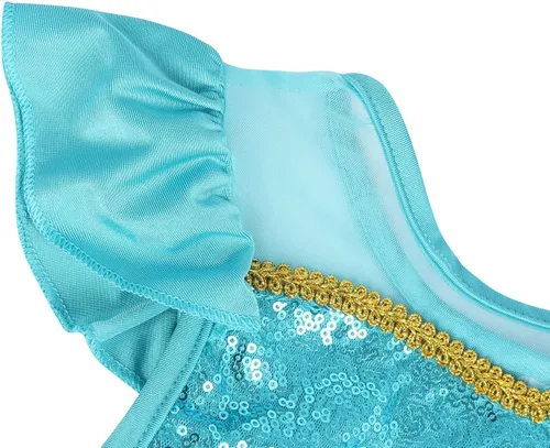 Vista 4 de Jurebecia Traje de baño de dos piezas para niñas, conjunto de bikini de princesa, traje de baño con volantes para niños