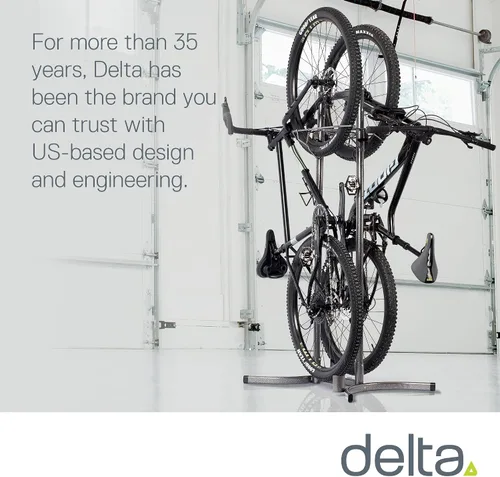 Vista 6 de Delta Cycle & Home Soporte vertical resistente para 2 bicicletas para dos bicicletas, estante ligero para almacenamiento de bicicletas, soporte