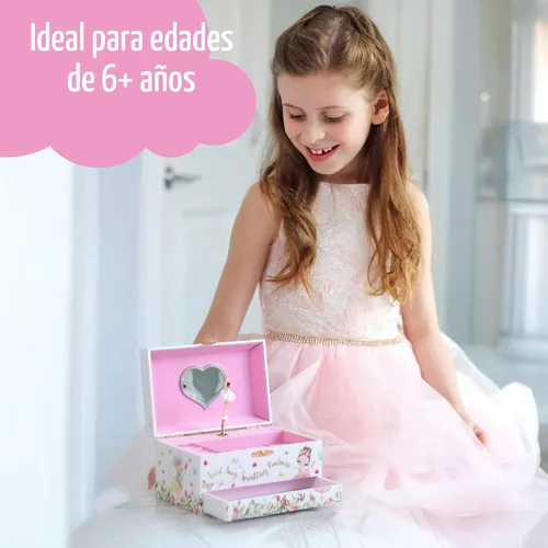 Vista 8 de The Memory Building Co Caja de joyería musical de bailarina, reproduce melodía clásica, caja de música con almacenamiento para niños de 6 a 12 años