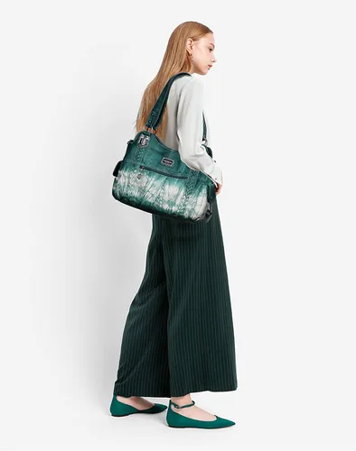 Vista 141 de Angel Barcelo - Bolsa de hombro amplia para mujer, diseño Hobo, cuero lavado