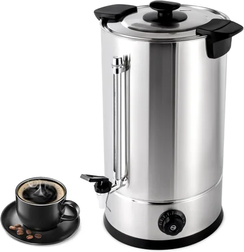 Vista 10 de Urna de café, 5.2L/1.37 galones de temperatura de acero inoxidable ajustable cafetera comercial cafetera de percolado con dispensador de bebidas