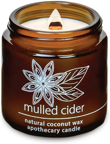 Vista 88 de Vela de mecha de madera agrietada Hemlock Park hecha a mano con cera de coco natural (grande de 16 oz, ámbar) Coconut Apricot Wax Crackling Wood