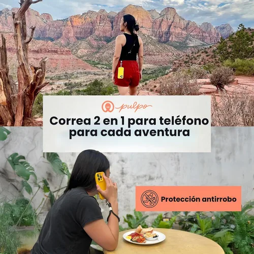 Vista 6 de Pulpo - Cordón antirrobo 2 en 1 para teléfono y correa de muñeca para iPhone y Android, correa ajustable para teléfono celular y correa universal