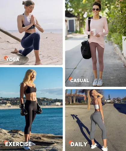 Vista 5 de Gayhay - Leggings capri de cintura alta para mujer, suaves, ajustados, ideales para yoga, correr, ciclismo y entrenamiento
