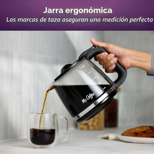Vista 3 de Mr. Coffee Jarra de Repuesto de 12 Tazas – Compatible con Máquinas Mr. Coffee de 12 Tazas, Jarra de Vidrio con Asa Negra