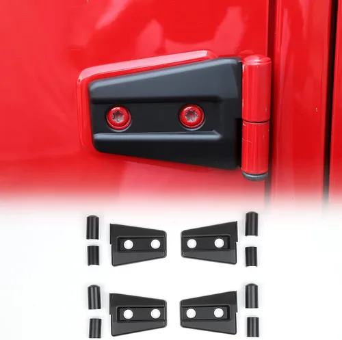 Vista 12 de 4 cubiertas protectoras de bisagra de puerta para Jeep Wrangler JK 2007-2018 de 2 puertas (negro)