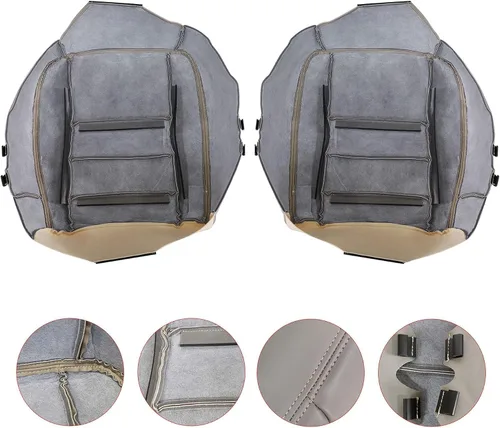 Vista 9 de GXARTS Funda de Asiento de Reemplazo de Cuero para Conductor y Pasajero, Parte Inferior, TAN 4H 8H, Compatible con Ford F250 F350 F450 F550 Super