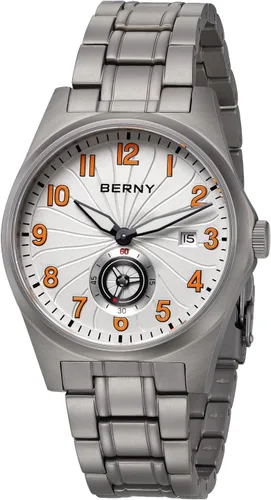 Vista 10 de BERNY Reloj automático de titanio para hombre, relojes de pulsera clásicos de titanio completo