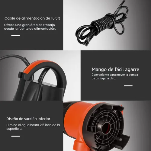 Vista 6 de Bomba de sumidero, Prostormer 1HP 3700GPH Bomba sumergible para agua limpia/sucia con interruptor automático de flotación para alberca, estanque