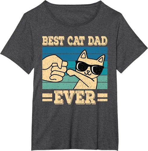 Vista 7 de Best Cat Dad Ever Vintage Funny Cat Lover Retro Men T-Shirt Asphalt Grey