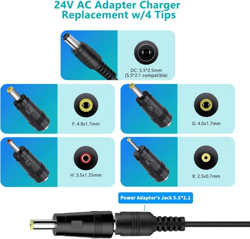 Vista 3 de Cargador de pistola de masaje de 24 V CA/CC compatible con Toluca EM 26, ERLANG EM13 EM12, Booster Pro2 Pro3 E, Legiral Le3, Vybe Pro, cable