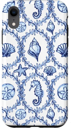 Vista 24 de Funda náutica para iPhone 12 Pro Max Coastal Nieta Preppy Shells náutica blanca azul mar