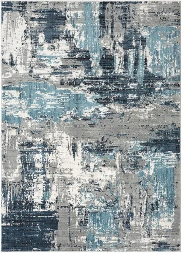 Vista 3 de LUXE WEAVERS - Alfombra abstracta envejecida, color azul, 4 x 5 Alfombra de pelo mediano, resistente a las manchas