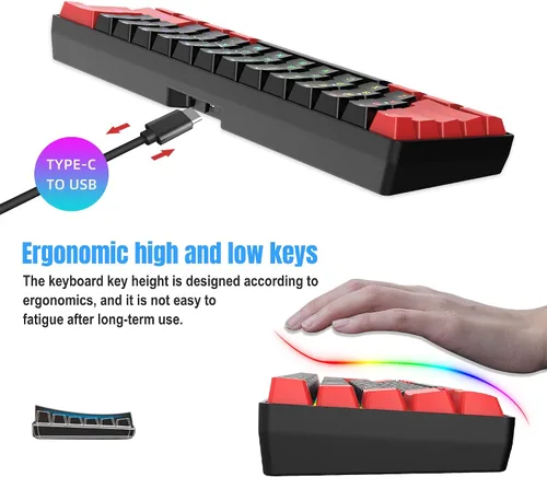 Vista 4 de Snpurdiri 2.4G Wireless Gaming Keyboard and Mouse Combo, Include Mini 60% Merchanical Feel Keyboard, Ergonomic Vertical Feel Small Wireless