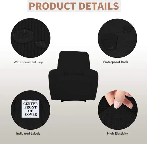 Vista 3 de Easy-Going - Funda 100 % impermeable doble para sofá reclinable, diseño jacquard, en 1 pieza, a prueba de derrames, para niños, mascotas, perros