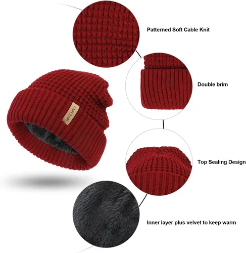 Vista 5 de LAPI.ZAPI Gorro de invierno para hombre, con forro polar, gorro deportivo para mujer al aire libre