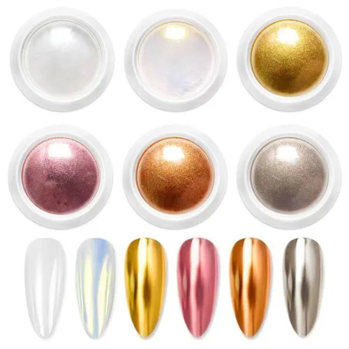 Vista 18 de Kit de polvo de uñas cromado y gel de uñas 3D BISHENGYF: 0.53 oz No Wipe 3D Sculpting Gel Aurora White Pearl Silver Gold Chrome Nail Powder