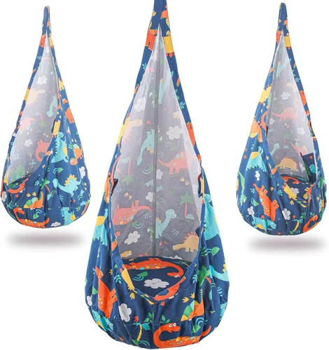 Vista 11 de YAERSI Silla de hamaca infantil de algodón con cojín inflable de PVC