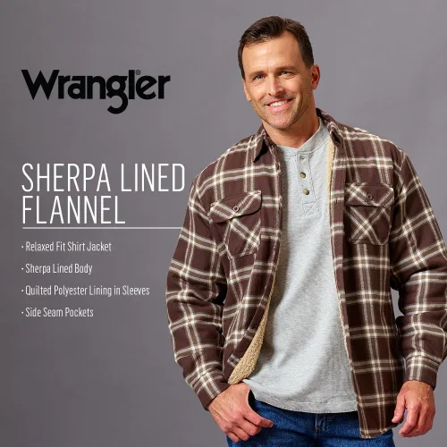 Vista 4 de Wrangler Authentics - Camisa de manga larga con revestimiento de Sherpa para hombre