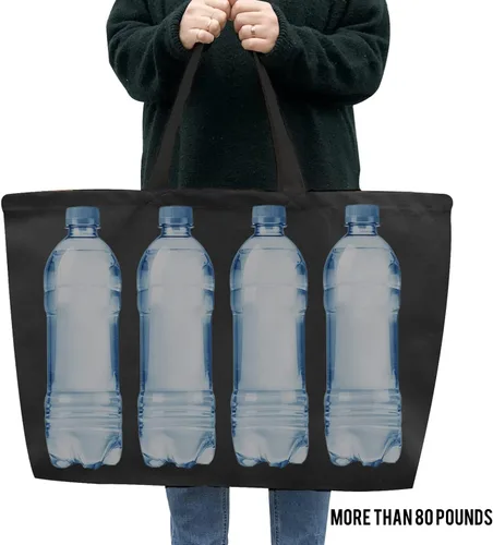 Vista 5 de Bolsa de lona grande, extra grande, para compras, playa, reutilizable, más grande, bolsa sólida lisa de 28 x 8 x 16 pulgadas Largest Plain Solid