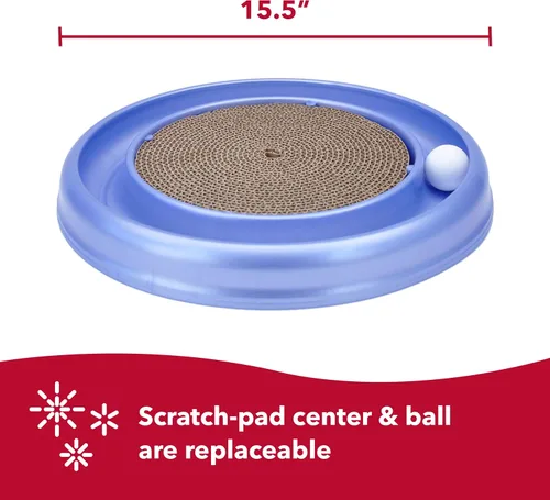 Vista 4 de Coastal Pet Turbo Scratcher Juguete para Gatos - Almohadilla Rascadora de Cartón para Gatos con Pista de Pelota de Juguete y Hierba Gatera