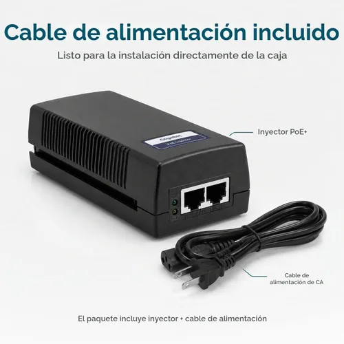 Vista 6 de BV-Tech Inyector Gigabit PoE+ de 30 W (rango de 325 pies) – 54V IEEE 802.3at/af y adaptador de corriente Plug and Play compatible con NDAA