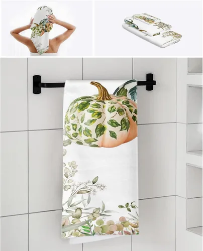 Vista 7 de Eucalyptus Pumpkins Bath Towels for Bathroom Set - Luxury Towels Gifts for Women,Dry Beach Kitchen Hand Hair Face Yoga Workout Gym Towel and Dish