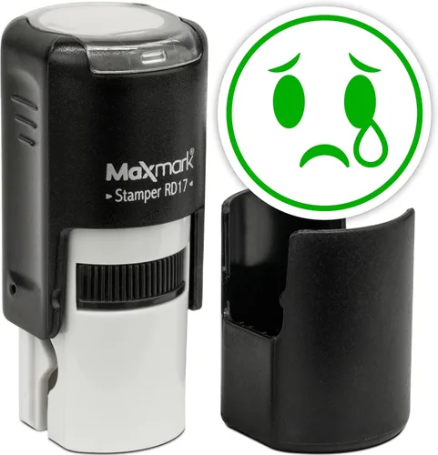 Vista 117 de MaxMark Sello de Emoji Autoentintado Redondo - Enojada - Tinta Negra