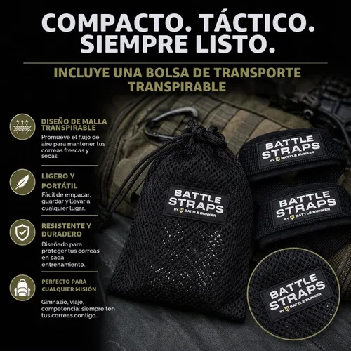 Vista 8 de Battle Bunker Lifting Wrist Straps for Weightlifting - Deadlifts & Pull-Ups Negro