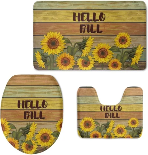 Vista 9 de HUGS IDEA Alfombra de baño, alfombra de baño, alfombra de baño, diseño de bandera estadounidense, mariposa, floral, juego de tapetes de baño