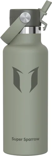 Vista 32 de Super Sparrow Botella de Agua Aislada - 17 Oz / 25 Oz / 34 Oz - Frasco FlipFlow de Boca Estándar - Libre de BPA, Botella a Prueba de Fugas